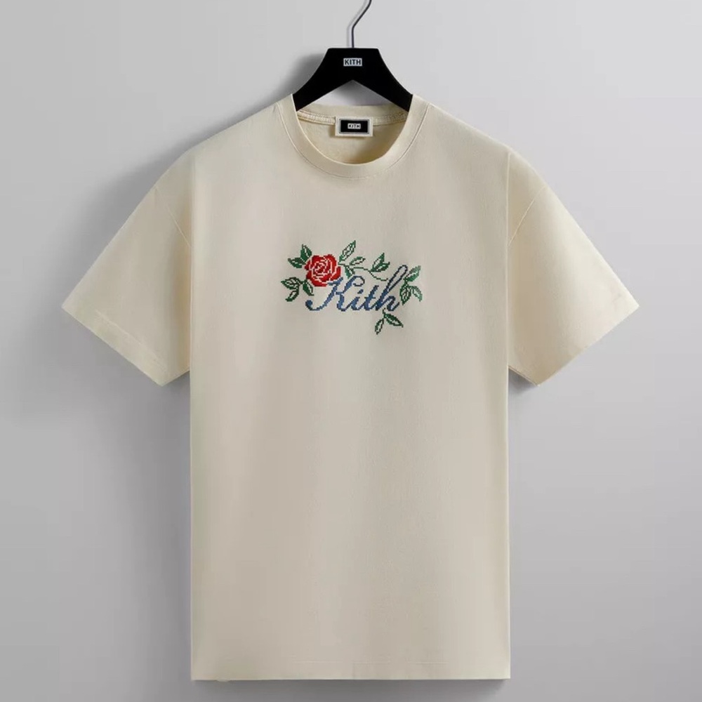 Kith Script Needlepoint Tee Sandrift Size 2XL T-Shirt Jersey Summer 2023 - Picture 1 of 5